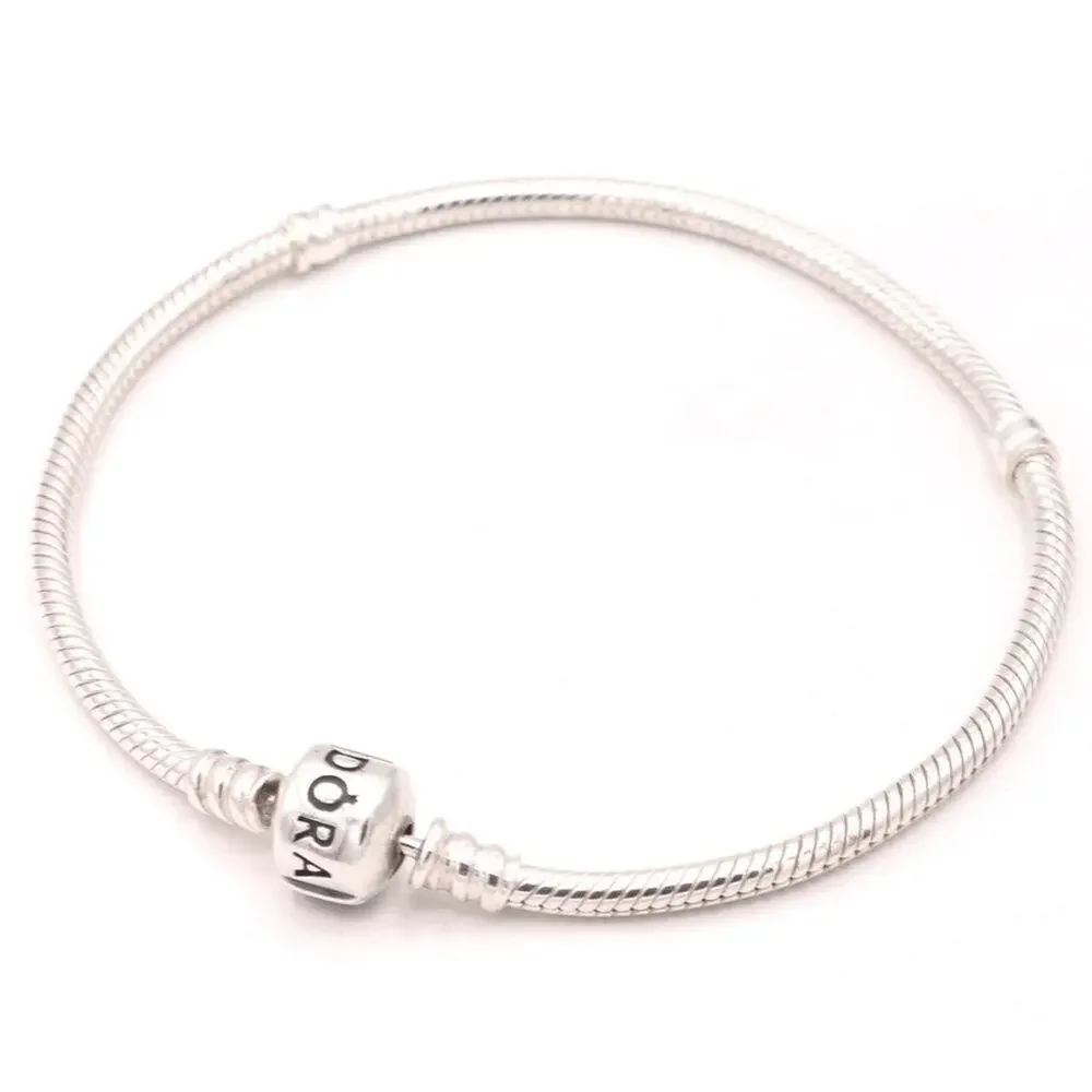 Authentic PANDORA Moments Barrel Clasp Charm Bracelet